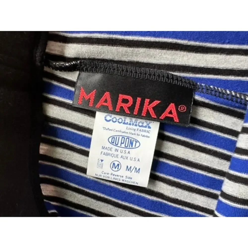 Vintage 80s 90s Marika Blue Striped Coolmax Bike Shorts High Waist M